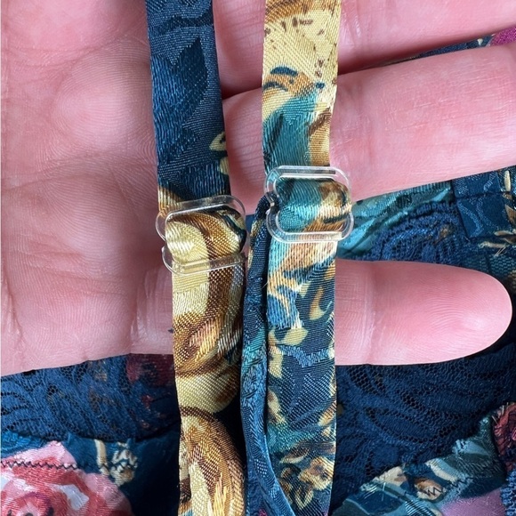 Vintage Victoria’s Secret Gold Label Floral Lace Chemise Slip Nightie Teal Med - Picture 9 of 15